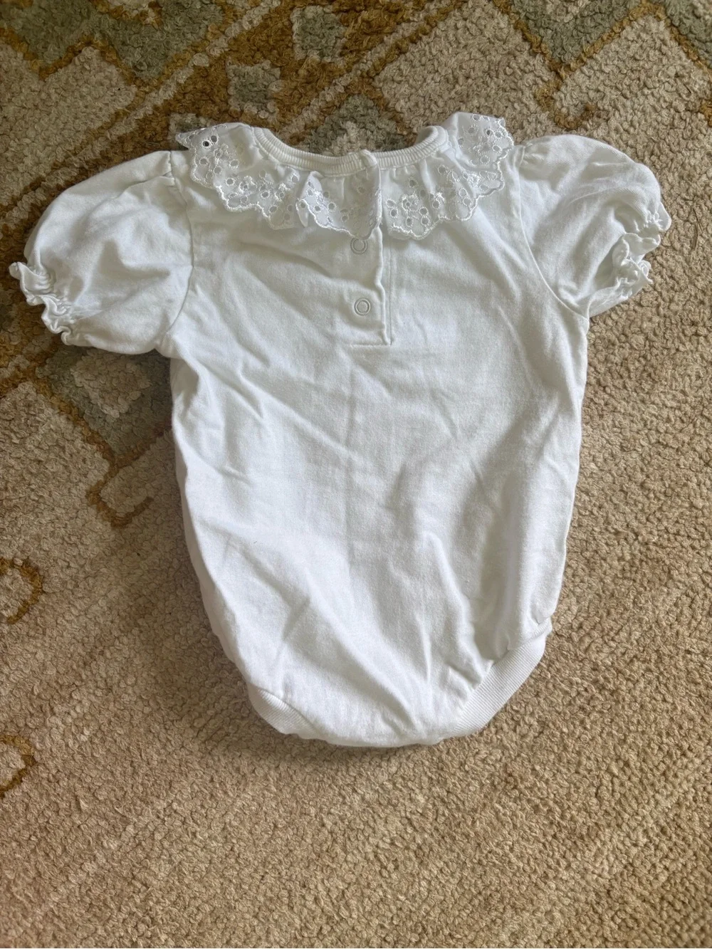 White Eyelet-Collar Baby One-Piece Bodysuit